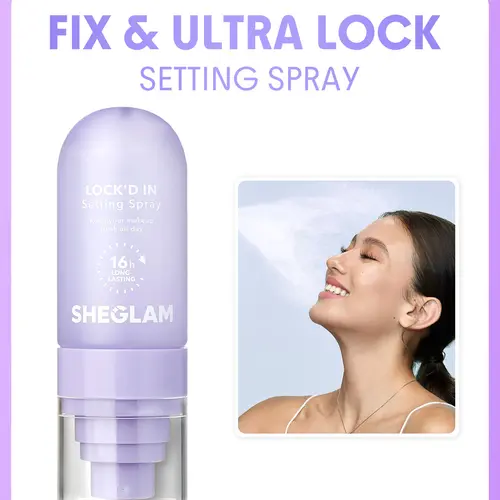 SHEGLAM Lock'd In Setting Spray Long Lasting Makeup Fixing Spray Oil Control Waterproof Smudge Proof Lightweight Hydrating Fine Mist Face Setting Spray for All Skin Types Matte Finish