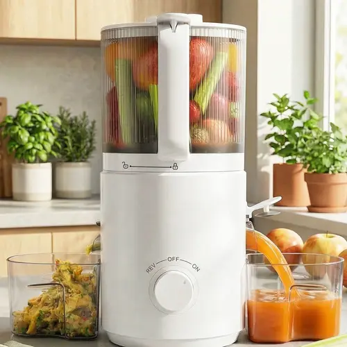 3-in-1 Function Masticating Cold Press Juicer Machine - 120V/350W Motor, 7" Whole Fruit Feed Chute, Adjustable Speed, 120oz Large Capacity, Nuts Milk Maker, Frozen Fruits Sorbet Maker, Anti-Slip Feet, Easy to Clean