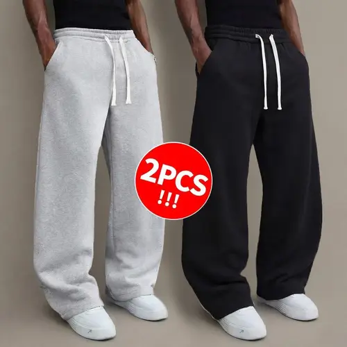 3pcs Men’s autumn/winter knit long pants, comfortable and warm (available in 3-pcs, 2-pcs, and single item).