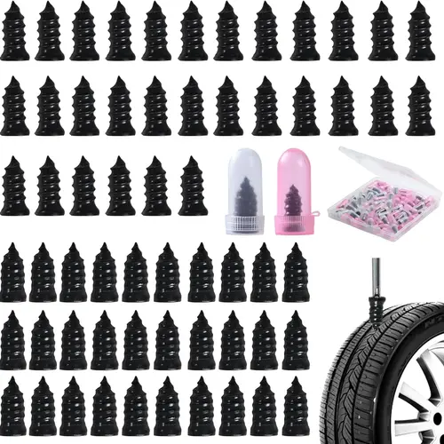 60PCS Tire Repair Screws Kit Plugs Rubber Nails,Self-service Tyre Repair Vacuum Rubber Nails Kit for Car/Motorcycle/Truck/Tractor Puncture Fast Tyre Repair Supplies
