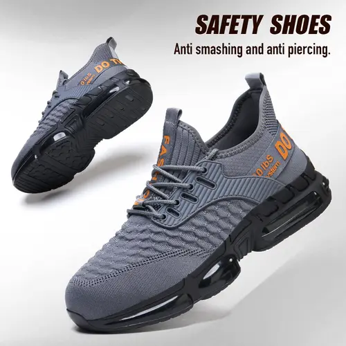 Shenganton Men's Steel-Toe Work Shoes - Lightweight, Breathable Closed Walking Footwear for Workers, Durable Sturdy Safety Shoes Suitable for Outdoor Work & Activities, Walking Shoes, Men's Shoes