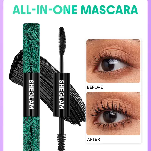 SHEGLAM All-In-One Volume Length Mascara Washable Quick Drying Black Mascara Eyelash Enhancer Makeup