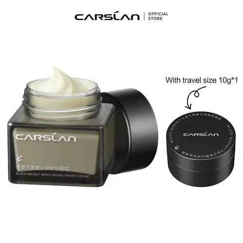 CARSLAN Black Magnet Moisturizing Primer Cream Makeup Grip 2IN1 Moisturizer Hydrating Face Primer  24H Locked Makeup With Hyaluronic Acid Vitamin E