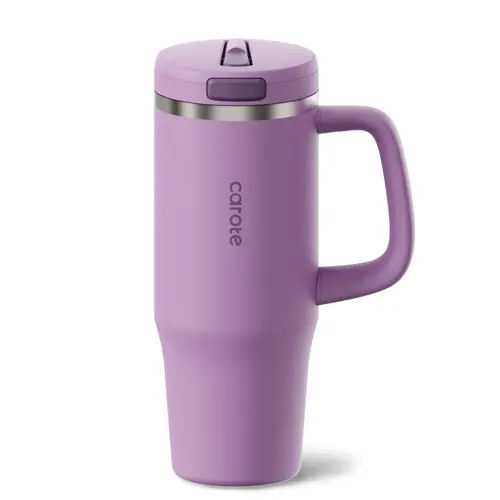 [CAROTEGO]32oz/40oz Tumbler Cup Pink/Purple  Stainless Steel with Pop-up Straw, Dishwasher Safe, Ergonomic Handle