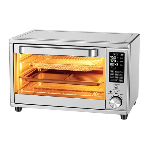 Sweetcrispy 28L Extra-Large Silver Single-Door Multifunction 4-in-1 Convection Oven, 120V Plug, 0-60min Programmable Timer, Free Oven Tray, Rack & Tongs, for Household Kitchen Use, Multifunction Oven, Oven Trays