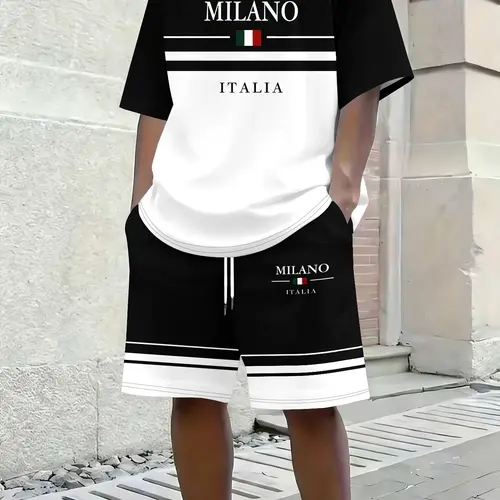 Men's Summer Sports Clothing Set, Short-Sleeve T-Shirt and Shorts, Two-Piece Quick Drying Outfits, Contemporary Fitted Tee, Gym Clothes Set, Active Sportswear, Quick Dry Sportswear