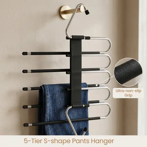 Utopia Home Organizers Clothes Hanger Organizers (2 Pack) - Compact Space-Saving, Non-Slip Plastic Hangers & Pegs with S-Type Stainless Steel Hook, for Towels, Pants Storage, Yoga Pants, Skirts, Balcony Use