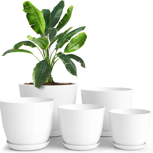 Utopia Home Reinforced PP Durable Plastic Indoor Flower Pots Multi-Size Set - 7/6.6/6/5.3in, 4.8in W x 4in H Extra Small, Drainage Plugs, Overwatering Guard, Minimalist Plant Decor, Space-Saving, Earth Day/Birthdays Gifting, Minimalist Look Lifts Any Room