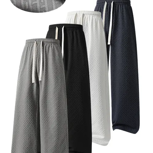 Summer casual sweatpants,  lightweight breathable fitness running outdoor all-season fashionable comfortable lightweight daily wear bo men's solid color drawstring waist long pants pantalones para hombre
