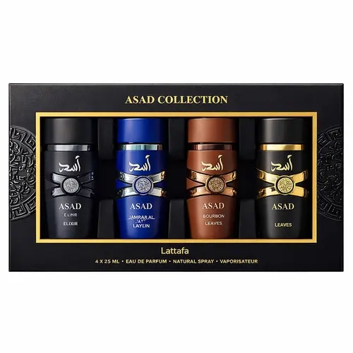 Lattafa Asad Collection Men's Perfume Sprays - Premium Variety Set, 4 x 25 ml Minis, Intense, Strong, Fragrant, Sample Men's Fragrances, Intense Men's Fragrance, Strong Men's Fragrance