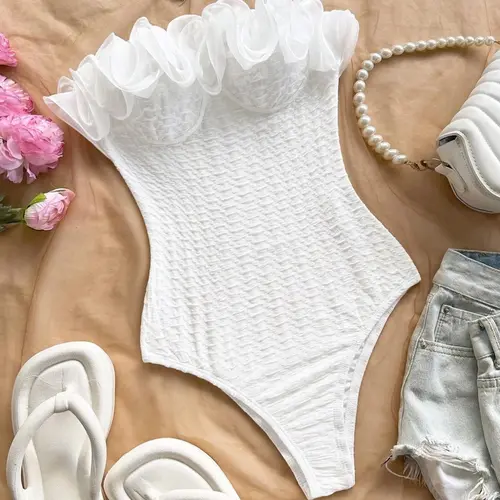 Women's Fashion 3D Embroidered Backless Corset Bustier Bodysuit, Slimming Waistband, Casual Versatile Vacation Evening Style, Perfect for Daily Wear, Womenswear
