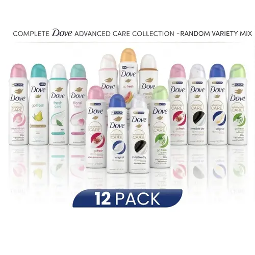 Dove Advanced Care Women's Moisturizing Scented Anti-Perspirant Deodorant Spray Variety Pack - 12 Ct (150ml/5oz) with 1/4 Coconut Moisturizer Cream, Sensitive Soothing Low-Toxic Body Care
