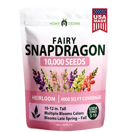 Dwarf Fairy Snapdragon Seeds Mix - Antirrhinum majus Vibrant Cool Season Flowering Seeds, 10-12 in. Dwarf Plants, Easy to Grow Long Bloomer, Attracts Bees/Butterflies, For Fuller More Uniform Garden Edging, Outdoor Beds/Containers
