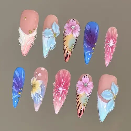 NailVesta PRISM AURA – 100% Handcrafted 3D Press-On Nails | Reusable, Long-Lasting, Salon-Quality black lace nail art nail art Press On Nails Handmade