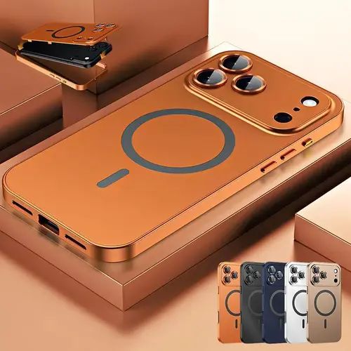 Magnetic Case for iPhone 17 Pro Max Alloy Aluminum Metal Frame with MagSafe Magnetic PC Backboard (Not a full metal case), Ultra Thin Phone Cover with Full Coverage Lens Protector Support Wireless Charging