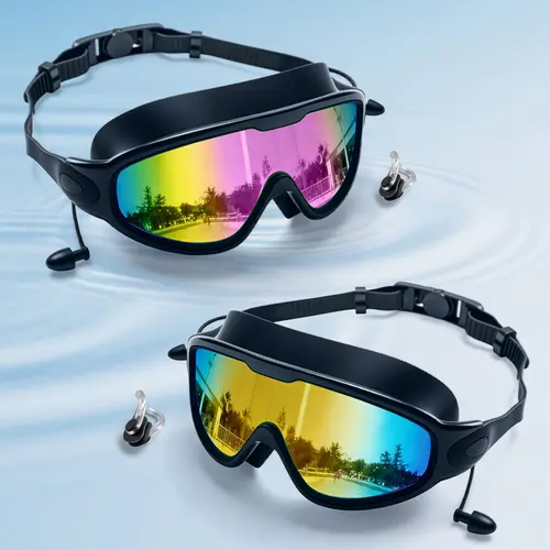 Swim Goggles with Nose Clip forAdults and Teens, Outdoor Swimming Goggles,Leak-Proof Design for Full Protection, Comfortableand Stylish for Pool Beach Open Water