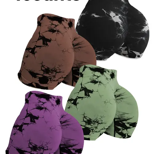 Women's High Waist Tie Dye Fitness Yoga Shorts, Elastic High Waist Butt Lifting Sport Pants, Seamless Slim Fit for Yoga and Running, Seamless Sports Shorts, Athletic Shorts, Workout Exercise Shorts