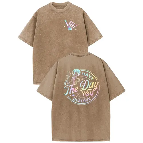 Women's Oversized Acid Wash Vintage Graphic Cotton Shortsleeve T-Shirt - Streetwear with Funny Sarcastic Quote, Durable Fabric, Pairable with Jeans for Everyday Wear, 1-Piece Sarcastic Apparel