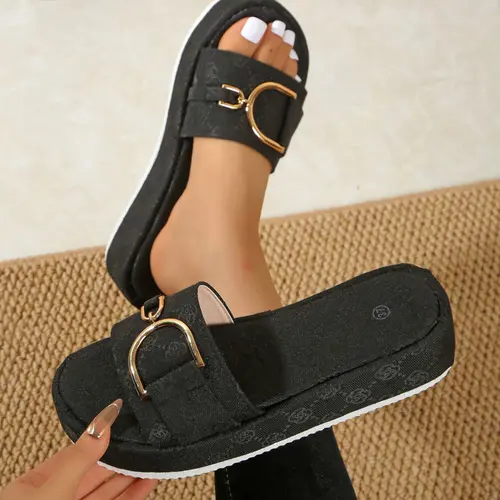 Women's Thick Sole Platform Wedge Heel Casual Trendy Fashionable Summer Wedges Sandals, Summer Outdoor Fashion Beach Thong Slippers, Stylish Casual Footwear