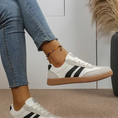 Women's Lightweight Lace-Up Sports Shoes, Breathable Cushioning Design, Anti-Slip Rubber Sole, Casual Daily Wear, All Seasons, Lightweight Casual Non Slip Sneakers