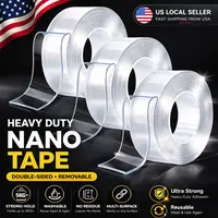 The Day 2026 Upgrade 10.5ft Long Heavy-Duty Transparent Nano Self-Adhesive Double-Sided Invisible Mounting Tape, Renter-Safe Multi-Surface Stretchable Residue-Free Washable for Home Decor, Dorm Room Inspo, Marble Household Items