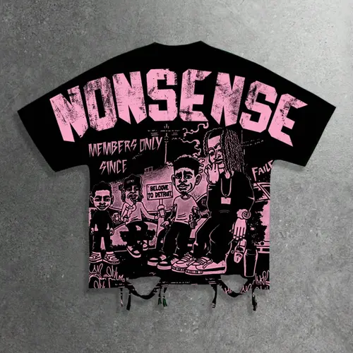 Y2K Fashion Cartoon Print Loose-Fit T-Shirt for Men and Women, Unisex, Trendy Casual Relaxed Fit 2026 Summer Short Sleeve T-Shirt, Casual Graphic Tee for Parties and Nightclubs, Hip-Hop Style Shirt, Streetwear