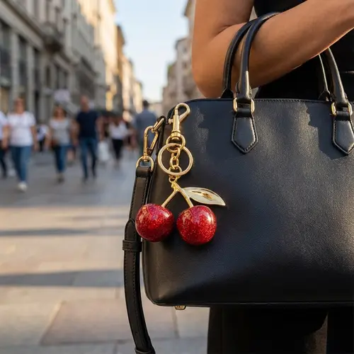 Cute Cherry Design Keychain, Fashionable Metal Keychain for Women & Men, Trendy All-match Keychain for Birthday Gift, Stylish Keychain summerwins
