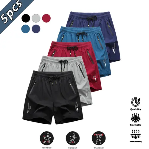 Men's 5 Pack 5  Gym Shorts Quick Dry Breathable Running Athletic Shorts with Zipper Pocket breathable short training summer color solid basketball 5-pack quick-dry regular fit casual pocket short enthusiast tiktokshopspringglowup