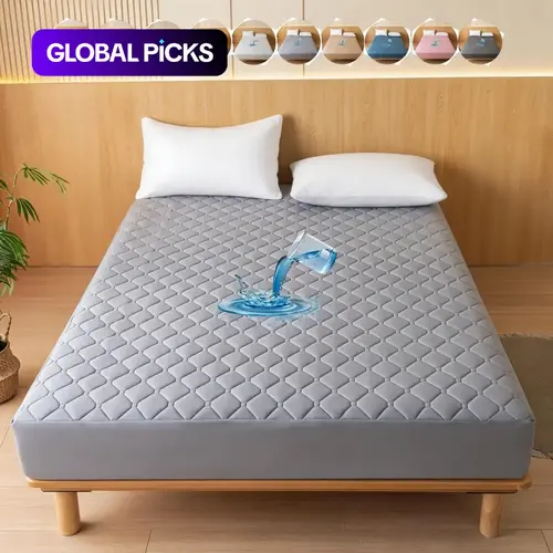 Waterproof Thick Quilted Mattress Protector, Soft Fitted Sheet, No Pillowcase, Washable, Multi-Color, All Season, Bedding Mattress Cover, Bed Cover for Bedroom, Guest Room #GLOBAL PICKS