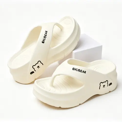 Women's Girl's Height-Increasing EVA Sole Sandals - Cute Animal Design Flip Flops, Comfortable Breathable Non-Slip Footwear for Beach Use and Outdoor Walking