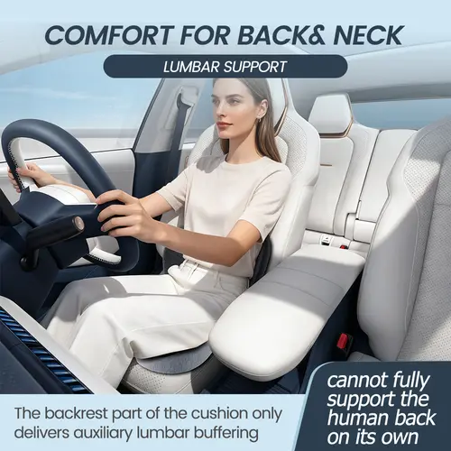 Onever Cozy Foam Cushion - Non-Slip Car Interior Accessory, Office Chair Upgrade, Skin-Friendly, Extended Zipper Washable Cover, Lumbar Support, Desk & Car Use, Upgraded Blue Premium Gift for Adults