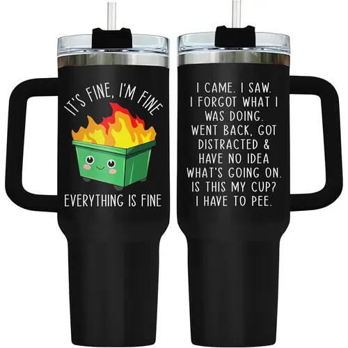 Dumpster 40oz Fire Tumbler, Stainless Steel This Little Light Of My Cup, Everything Is Fine Coffee Cup, Funny Birthday Gifts for Him Her, Kitchen Drinkware, Travel Breakfast Cup, Tea Cup, summervibes, dealsforyou, summerwins, summersale, midyearsale