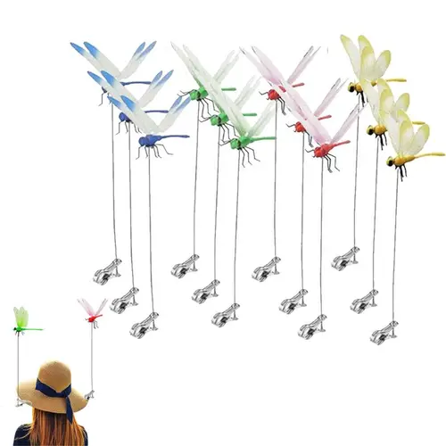 12 Counts Outdoor Fake Dragonfly Rod Clip, Garden MetalDragonfly Clip.Natural Organic Concept, 3D Dragonfly GardenDecoration, Garden Bird and Fly Interfere Devices for Indoorand Outdoor Garden,Creative Home Accessories DecorativeDesign,father'sdaygifts,ca