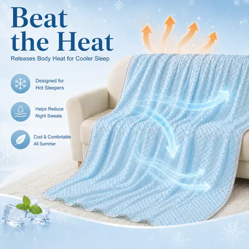 【Father's Day】Cooling Bamboo Blanket – Lightweight Breathable Oversized Design, Soft Silky Thin Cover for Couch Bed, Hot Sleeper Summer Must-Have, Machine Washable
