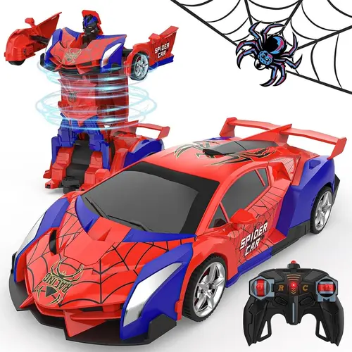 Durable 2.4Ghz 1:18 Scale Diecast RC Model Car - 2in1 Car+Robot Transforming Vehicle, 1-Button Deformation, 360° Rotation, Plastic Indoor Toy, Less Lag Smoother Control, 50m Range, Gift for 3-12 Year Old Boys