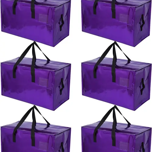 6 Pack Moving Bags Heavy Duty, Extra Large Moving Bags, Moving Supplies, Storage Bags with Handles and Zippers, Waterproof Totes for Storage Space Saving Packaging Shipping and Travel(Purple) summerwins,summerwins,dorm essentials,home decor
