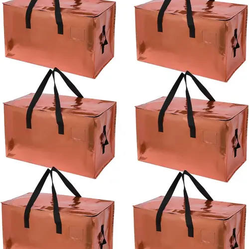 6 Pack Moving Bags Heavy Duty, Extra Large Moving Bags, Moving Supplies, Storage Bags with Handles and Zippers, Waterproof Totes for Storage Space Saving Packaging Shipping and Travel(Laser Copper) summerwins, Large Storage Bags, Classic
