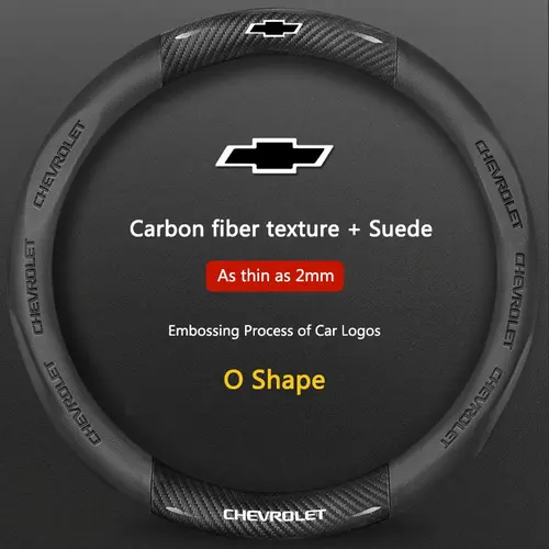 Carbon Fiber Microfiber Car Steering Wheel Cover, Compatible with Chevrolet Cruze Tahoe Colorado Bolt Silverado Aveo Spark Onix Captiva Cavalier Vehicle