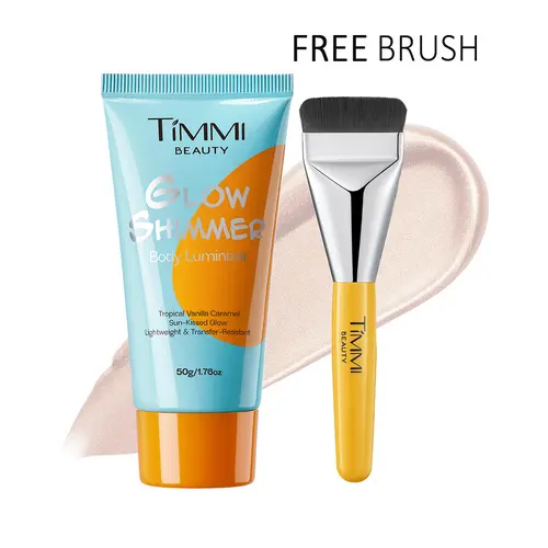 Vegan Glow Shimmer Body Luminizer Illuminator - Sun-Kissed Glow, Tropical Vanilla Caramel Fragrance, Lightweight, Transfer-Resistant, Smooth, Flawless, Easy-to-Blend Bath & Body Care Makeup, Scent