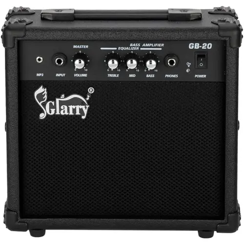 GLARRY 20-Watts Electric Bass Combo Amp - Portable Plastic & Wood Practice Amp with Noise Protection, Headphone MP3 Input, Bass, Volume, Treble & Middle Controls (TikTok Shop Back to School)