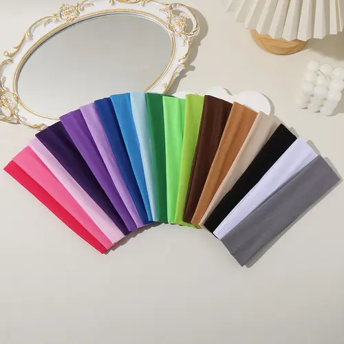 12pcs/18pcs Unisex Sporty Hair Bands, Plain Elastic Sweat-Wicking Solid Color Athletic Headbands for Women, Ideal for Yoga, Running, Skincare & Workout, Training Headband, Sports Fashion Accessory, Sweatband Headband