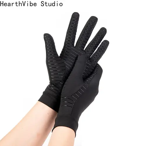 Unisex Copper Compression Ergonomic Gloves - Black, Wrist Support, Nonslip Design for Finger Joint & Wrist Pain Relief