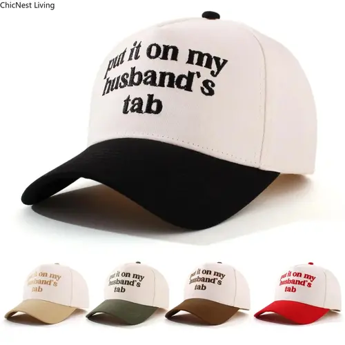 Funny Embroidered Trucker Hat - Put It On My Husband's Tab Snapback Cap, Breathable Cotton, Snapfit Adjust, Baseball Style, for Men & Women, Beach & Father's Day Accessory