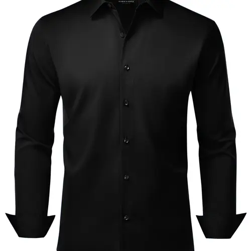Alimens&Gentle Men's Stretch Long sleeve Shirt Business Ultra Soft Breathable Comfy Casual Tops Multiple Colors