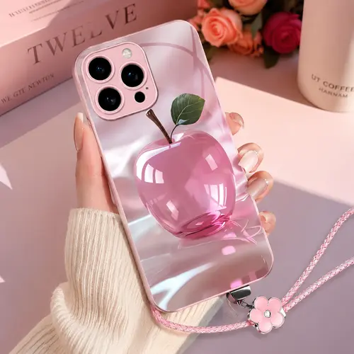 Luxury Crystal Apple Phone Case Metallic Cover with Lanyard for iPhone 17/16/15/14/13 Pro Max and Samsung S25 Ultra -- 975