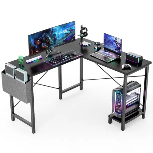 Computer Desk-50 Inch L Shaped Office Desk with Storage and CPU Stand, Modern Writing PC Wood Work Desk for Home Office Gifts gamer