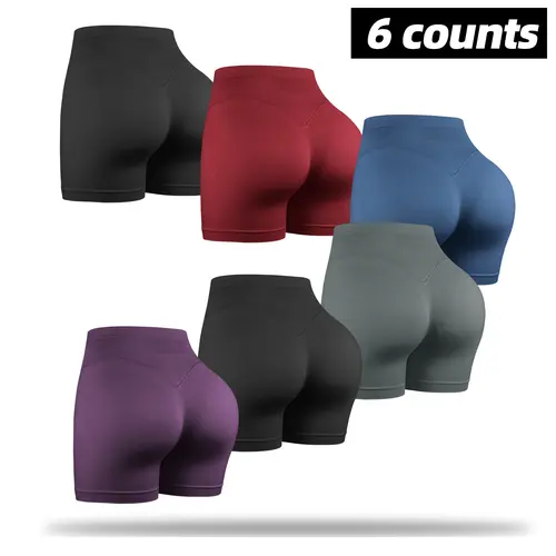 CHRLEISURE 3/5/6Pack  High Waisted Biker Seamless Shorts for Women Fitness Lightweighted Workout Running Yoga Gym Shorts Womenswear Bottom