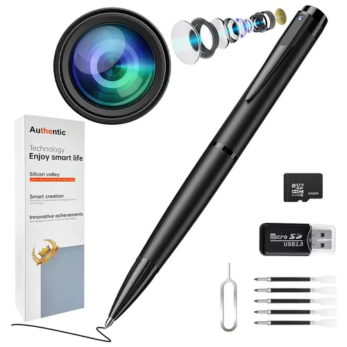 64GB Portable Hidden Camera Pen - 1080P Full HD Recording Surveillance Camera, High-Memory Mini Nanny Cam for Inside Home Security & Business, 2023 Version, Fhd Security Camera