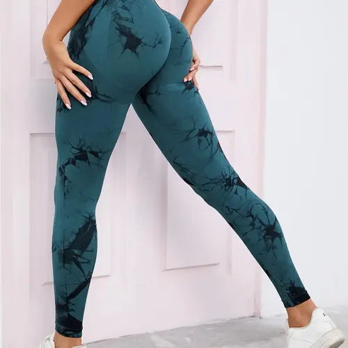 High-Waisted Seamless Tie-Dye Yoga Leggings for Women, Moisture-Wicking, Butt-Lifting Design, Suitable for Sports and Daily Wear, Glute Enhancing Leggings