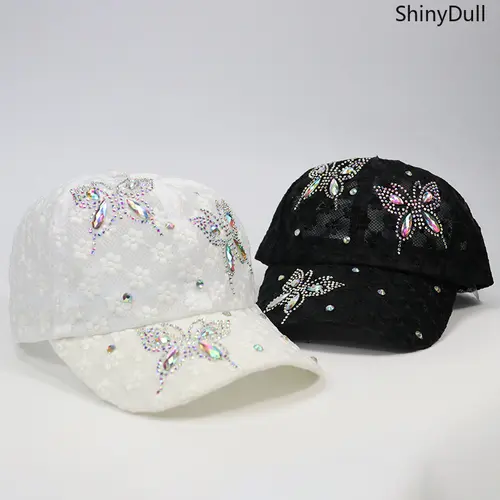 Butterfly Rhinestones Adjustable Mesh Breathable Sunscreen Hat - Unisex Trucker Cap with Butterfly Shine, Sporty Tennis Look, Cool All-Day Wear for Summer Outdoor Sports & Activities, Adjustable Sunscreen Hat